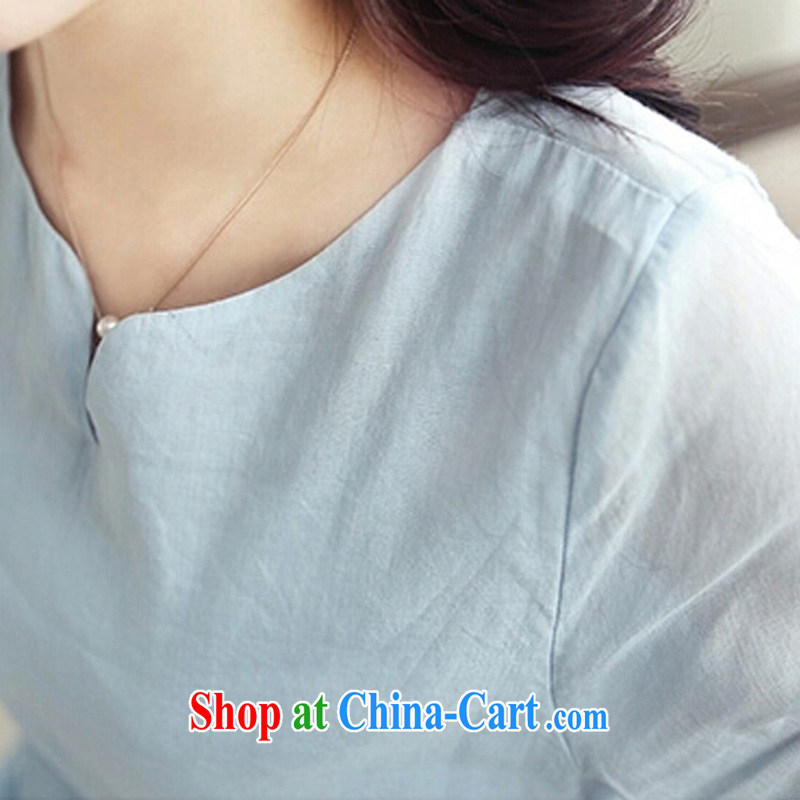 FGAFG larger female 2015 cotton the thick mm 7 cuffs loose A-shirt cotton the thick sister T-shirt blue XXXXL, FGAFG, shopping on the Internet