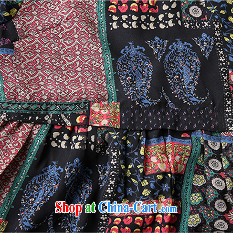 Cheuk-yan Yi Lai film 2015 summer New, and indeed increase, female elegant retro loose video thin 7 snow cuff woven embossed dresses YS 1192 black 4XL, Cheuk-yan Yi-lai, and, shopping on the Internet