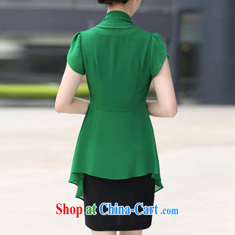 Korea, in a cabinet in summer 2015, the female snow-woven dresses middle-aged short-sleeved beauty graphics thin two-piece load H 77 green XL, won a cabinet (CERISARK), shopping on the Internet