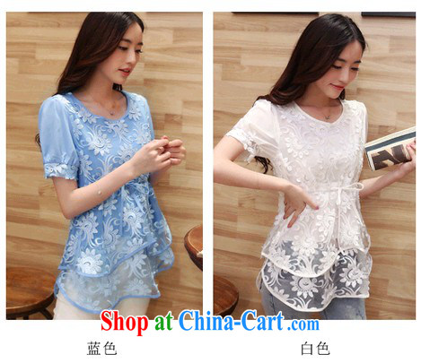 blue and purple new 2015 Korean female larger graphics thin beauty with solid short-sleeved lace snow woven shirts women 9021 purple XXL pictures, price, brand platters! Elections are good character, the national distribution, so why buy now enjoy more preferential! Health