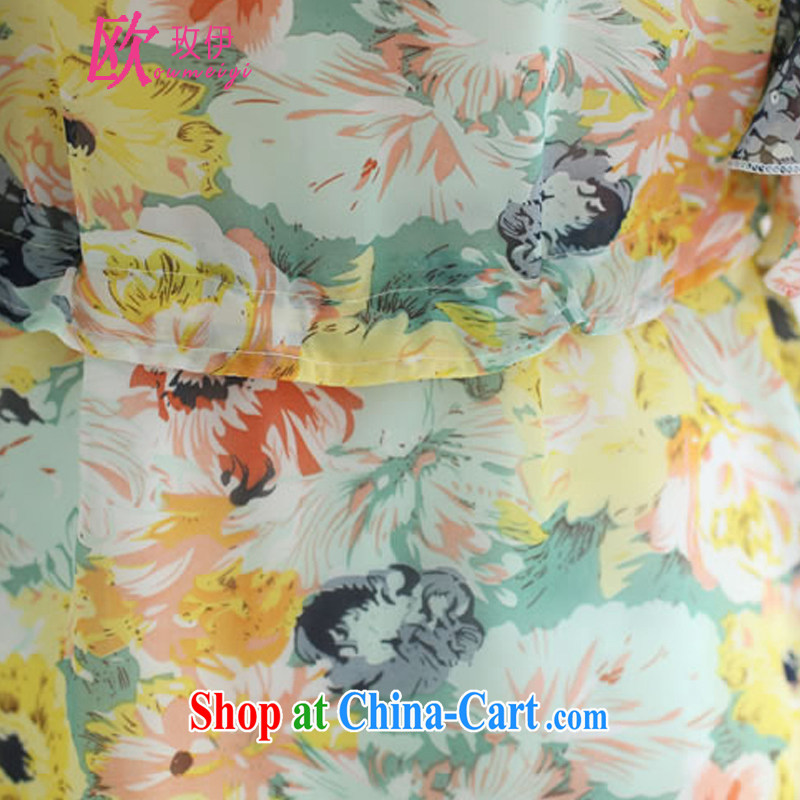 The OSCE, summer 2015 new stamp snow woven shirts round-collar short-sleeve T-shirts Solid small floral shirt larger female 8890 XXL perfume, the better, and that, on-line shopping