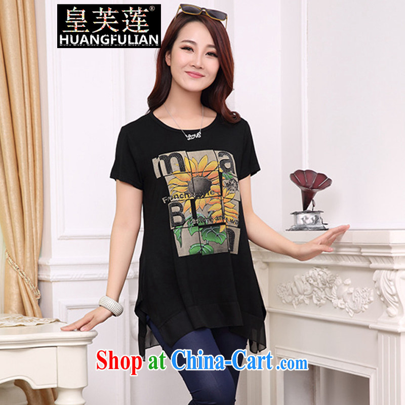Not be Lin 2015 summer new Korean hot drill stamp duty and indeed increase, short-sleeved shirt T girl graphics thin loose thick MM stitching snow woven shirts small shirts female black XXL, not be Lin (HUANGFULIAN), online shopping
