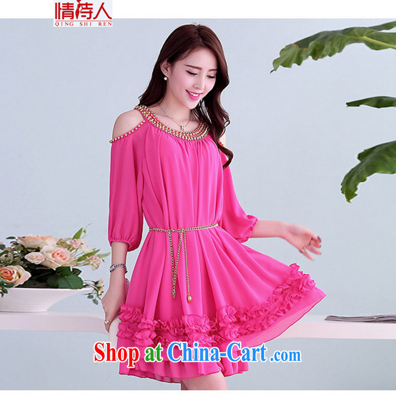 and poet 2015 thick sister Korean loose the fat XL female snow-woven dresses J 9088 pink L 120 - 140 jack, and poet (QING SHI REN), online shopping