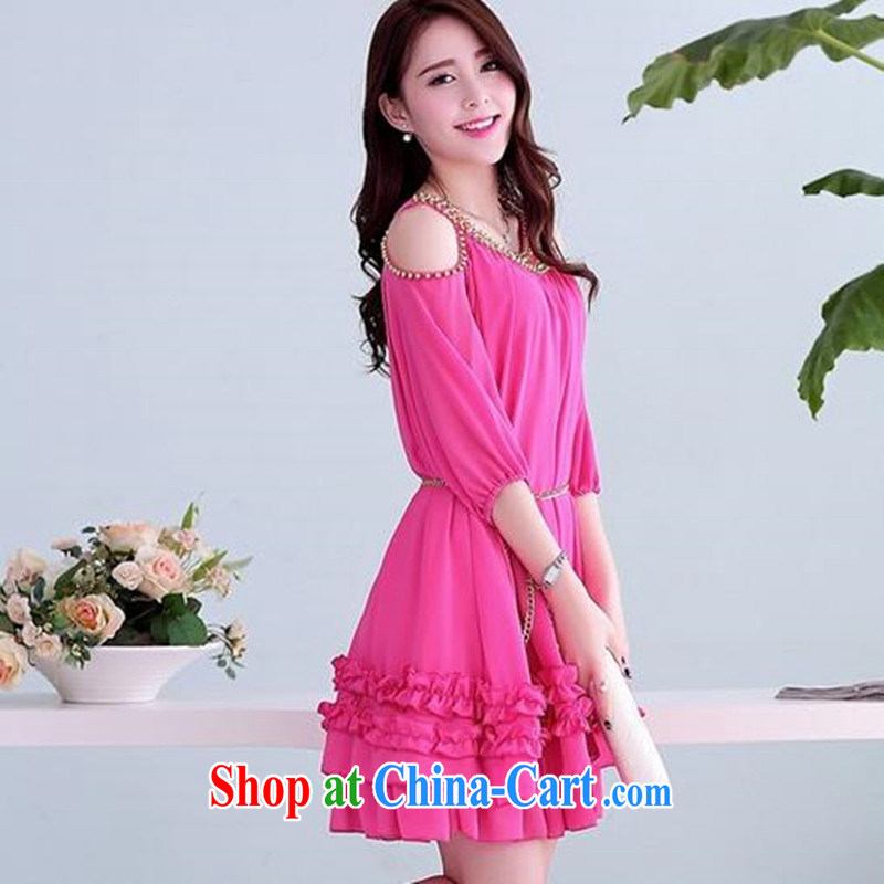 Gillian Chung Wa Dae, summer 2015 stylish Korean loose the fat increase female sexy bare shoulders in snow cuff woven 100 hem dresses S 2537 #blue-green 4 XL, coral blue, and shopping on the Internet