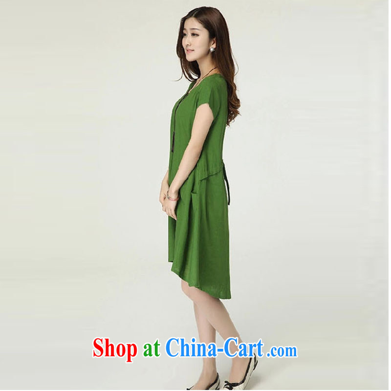 ge lai Windsor 2015 summer New, and indeed increase, female loose linen dresses cotton the skirt LYC 032 green XXL, Pavilion at Windsor, shopping on the Internet