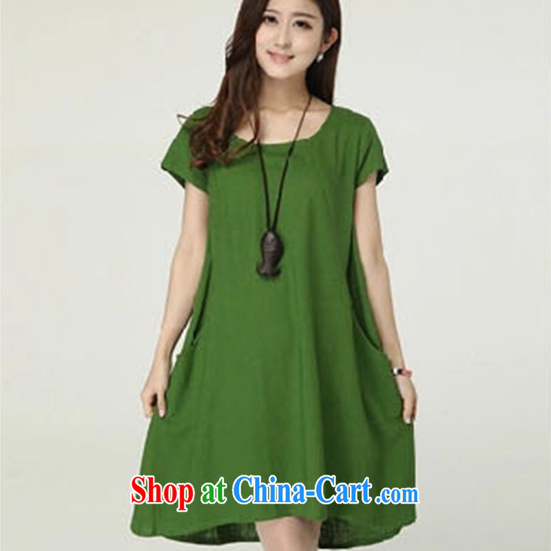 ge lai Windsor 2015 summer New, and indeed increase, female loose linen dresses cotton the skirt LYC 032 green XXL, Pavilion at Windsor, shopping on the Internet