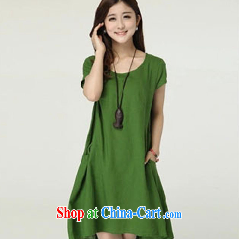 ge lai Windsor 2015 summer New, and indeed increase, female loose linen dresses cotton the skirt LYC 032 green XXL, Pavilion at Windsor, shopping on the Internet