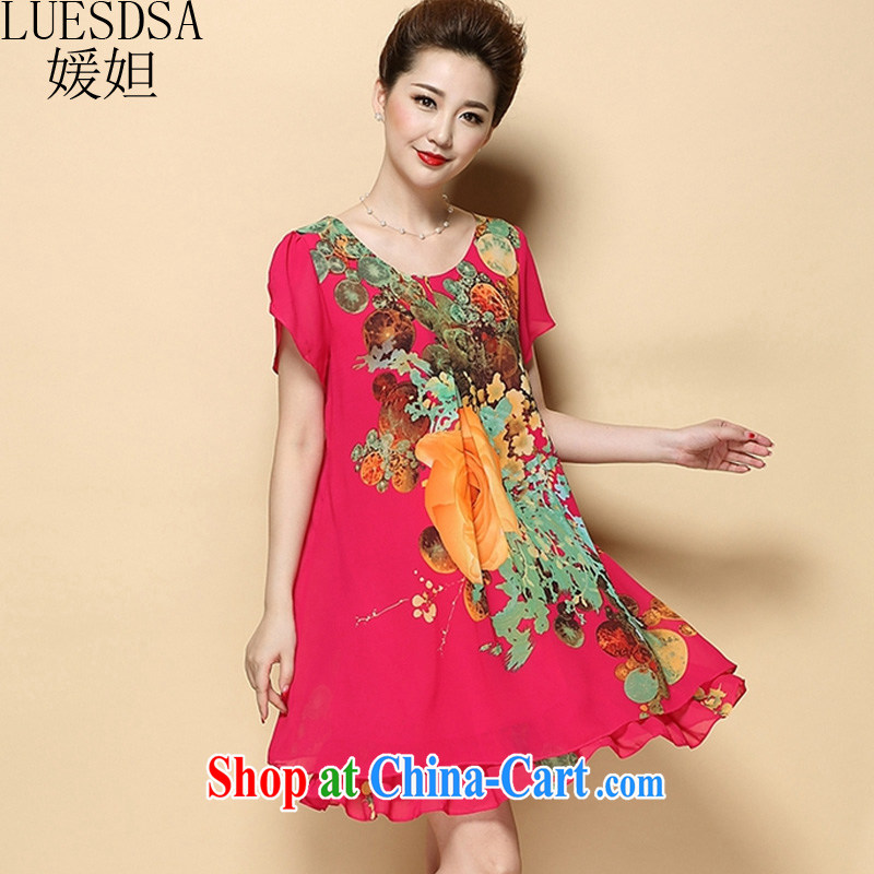 She Hoda Badran, older mothers with snow woven dresses 2015 summer New, and indeed increase, women are a Video thin short-sleeved floral skirt in YD 110 red background 4 XL national packages, Yuan (LUESDSA), online shopping