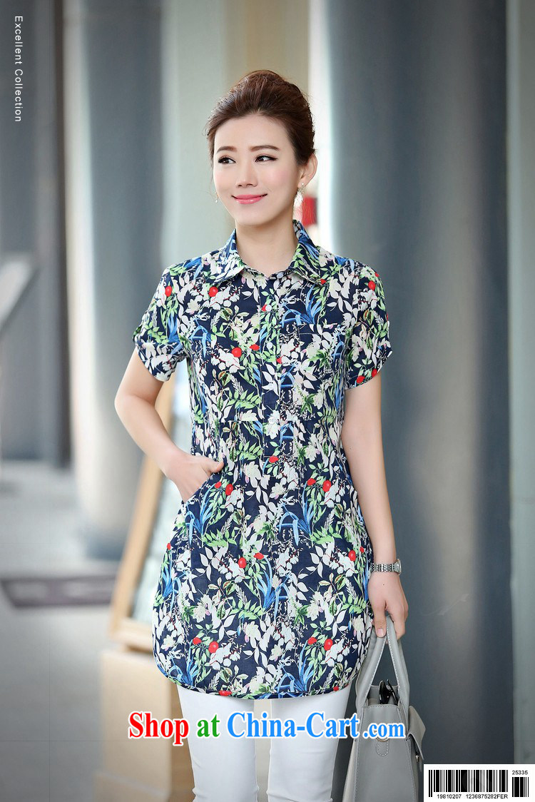 The Ju-Yee Nga 2015 summer floral cotton thick sister short-sleeved larger female shirt YZ 5383 elephant blue XXXL pictures, price, brand platters! Elections are good character, the national distribution, so why buy now enjoy more preferential! Health