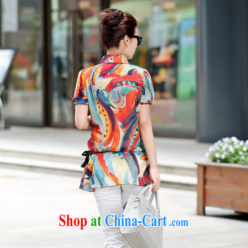 The Ju-Yee Nga 2015 summer on stamp duty, graphics thin large, female short-sleeve snow woven shirts YZ 5385 orange XXXL, Yu Yee Nga, shopping on the Internet