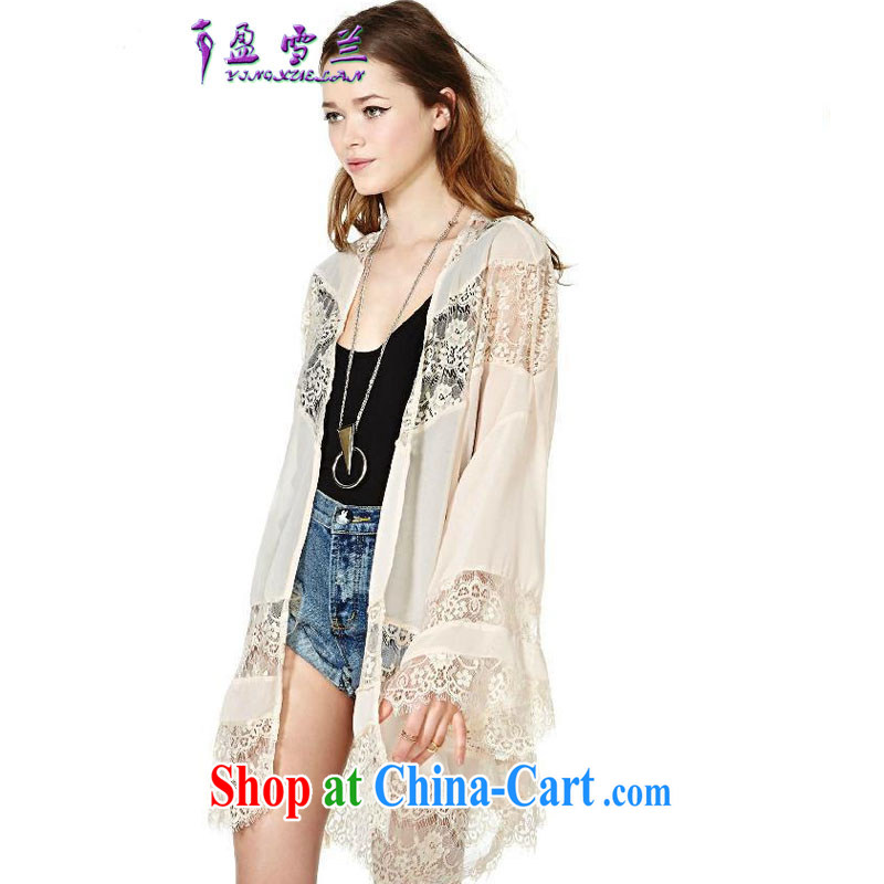 Surplus snow, in Europe and America by 2015 the lace hook flower Openwork stitching snow woven jacket cardigan kimono shawl #3317 apricot M, surplus, snow (YINGXUELAN), online shopping
