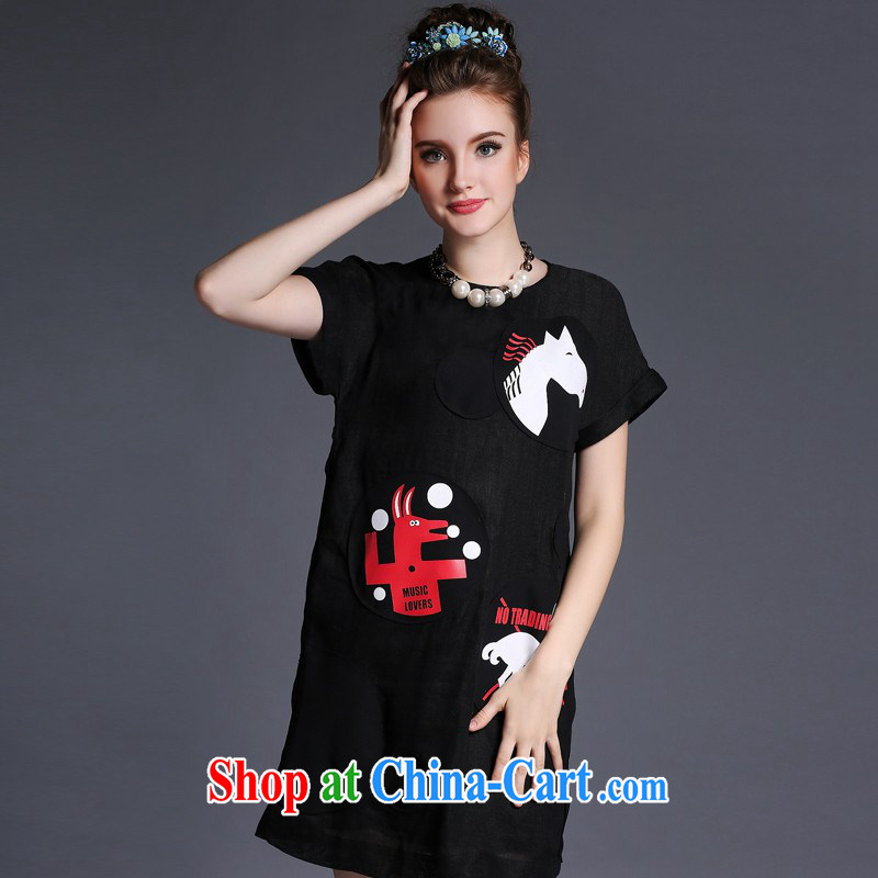 O'Neill could bring about 2015 summer beauty dress thick mm increase in Europe, female, long, short-sleeved loose video thin black XXL, could bring about (AOFULI), shopping on the Internet