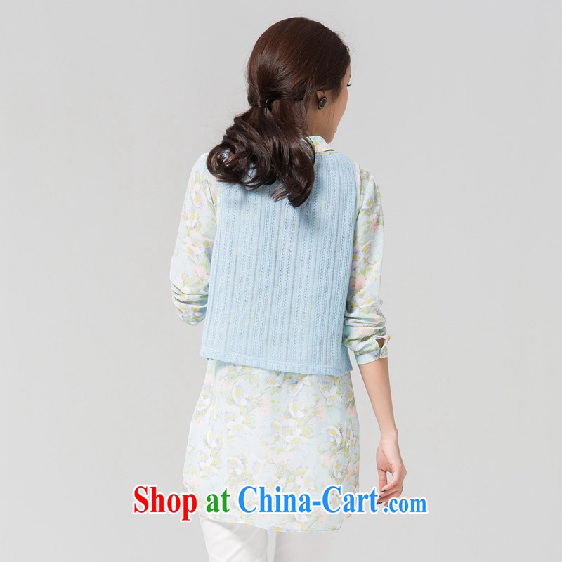 blue if the water large, female spring new 2015 thick MM knitted vest snow woven shirts stamp duty two-piece Blue Sky (in stock) the code L, blue if the water (lrosey), online shopping