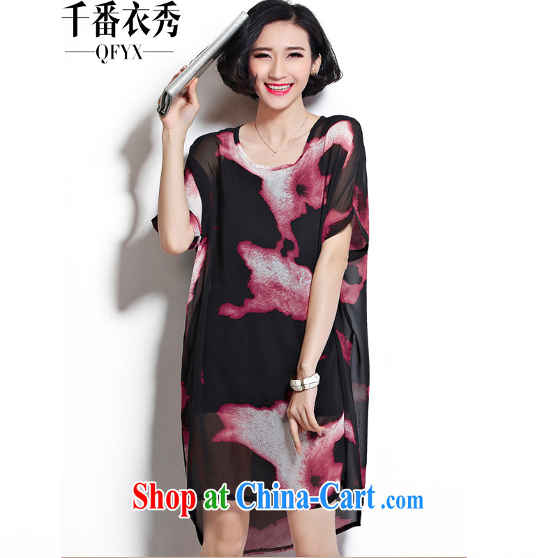 1000 double Yi Su-Summer in Europe and America, the code does not rule snow-woven large, stylish thick MM dresses ZM 7165 and black and red floral large code are code