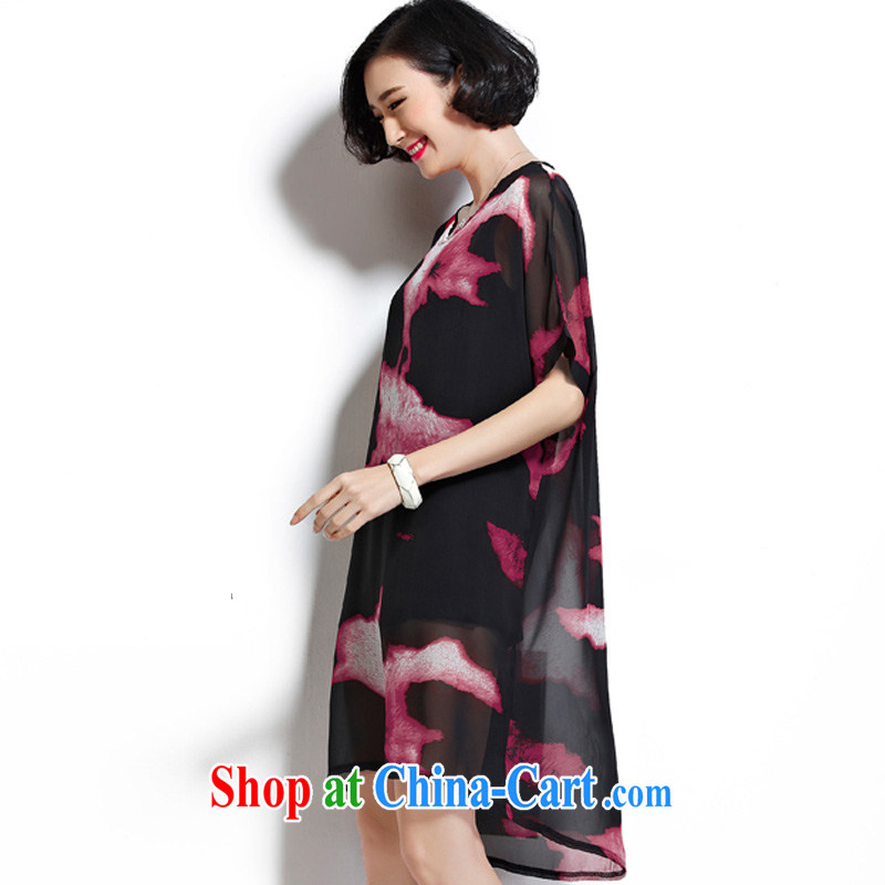 1000 double Yi Su-Summer in Europe and America, the code does not rule snow woven large code stylish thick MM dresses ZM 7165 and black and red floral large code is code, the 1000 double-yi, and the online shopping