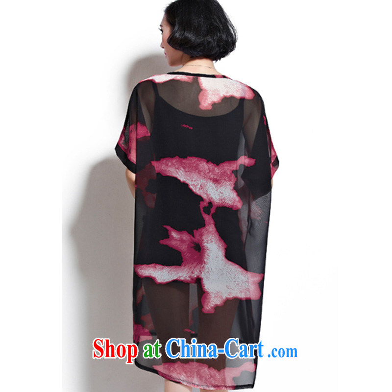 1000 double Yi Su-Summer in Europe and America, the code does not rule snow woven large code stylish thick MM dresses ZM 7165 and black and red floral large code is code, the 1000 double-yi, and the online shopping