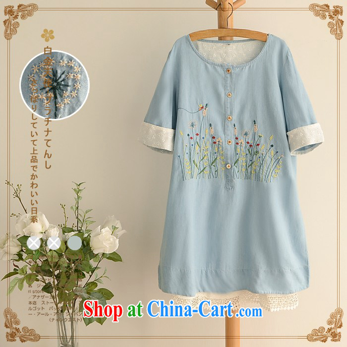 2015 YILISA new Korean version of the greater code female summer thick MM sum female small fresh flower embroidery round-collar cowboy pregnant women dress 1986 M picture color XXXL pictures, price, brand platters! Elections are good character, the national distribution, so why buy now enjoy more preferential! Health
