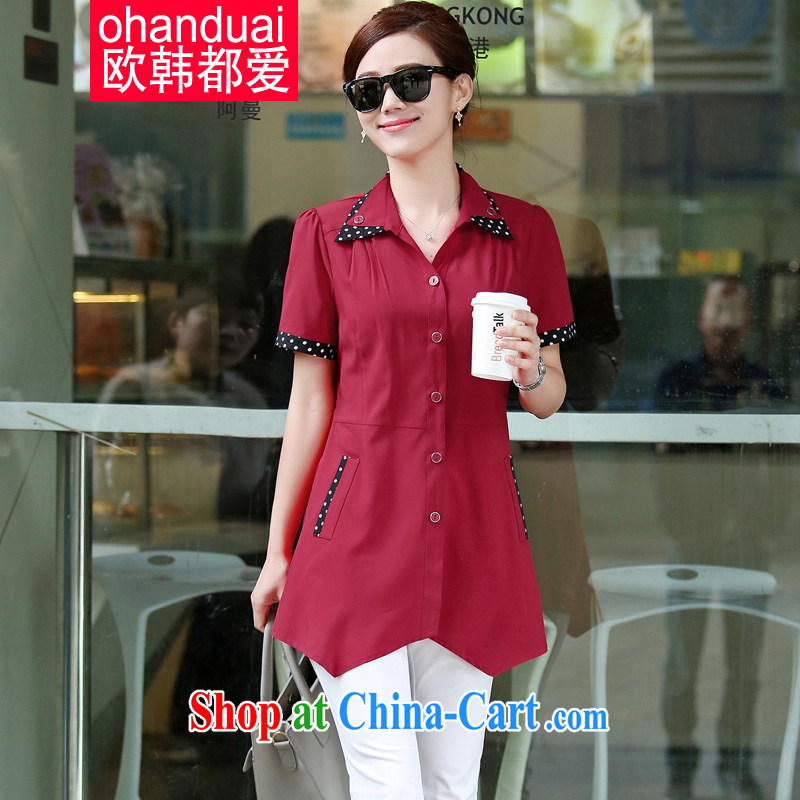 The All Love 2015 summer new stylish dot tile beauty graphics thin click the snap-roll collar commuting the code load shirt OH Uhlans on 56,529 XL
