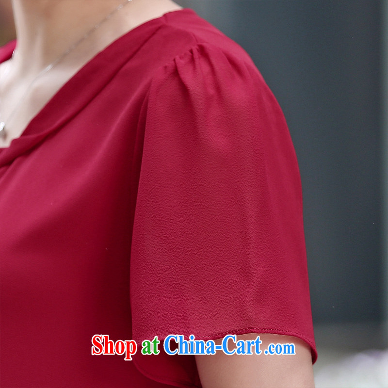 The All Love 2015 summer new, large, mom with chic and manually staple Pearl noble leave of two in cultivating 100 snow ground woven shirts OH of 56,530 red XXXL, the love (ouhanduai), online shopping