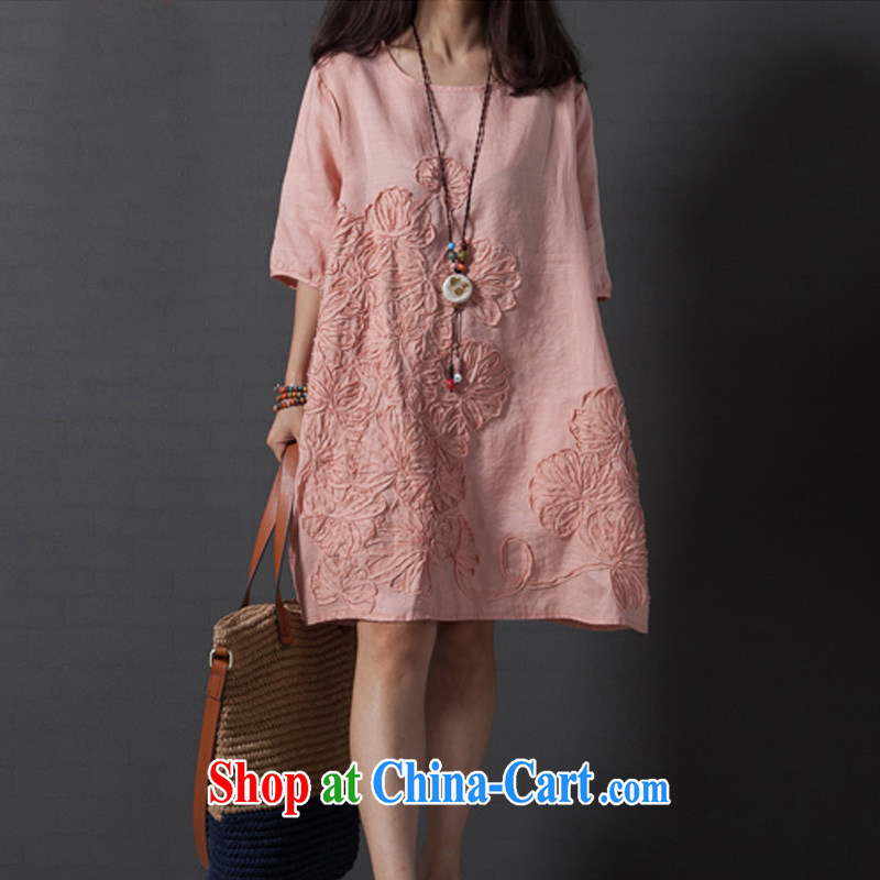 According to perfect summer 2015 new thick mm literature, small fresh loose the code embroidered short sleeves cotton the dresses Y 2172 orange L, perfect (Yibofei), and shopping on the Internet
