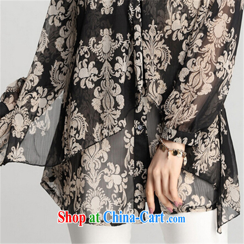 tea wafted Yu 2015 spring and summer new female long-sleeved creases snow woven shirts Stamp Duty Spring Loaded multi-layer stitching loose the code purple shirt XXXL, tea wafted feathers, and shopping on the Internet