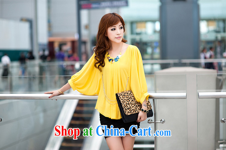 LRWY summer fashion the fertilizer and ultra-liberal half sleeve 100 hem snow woven shirt scoop neck 200 Jack King, solid-colored bat sleeves T-shirt style female yellow XXXXL pictures, price, brand platters! Elections are good character, the national distribution, so why buy now enjoy more preferential! Health