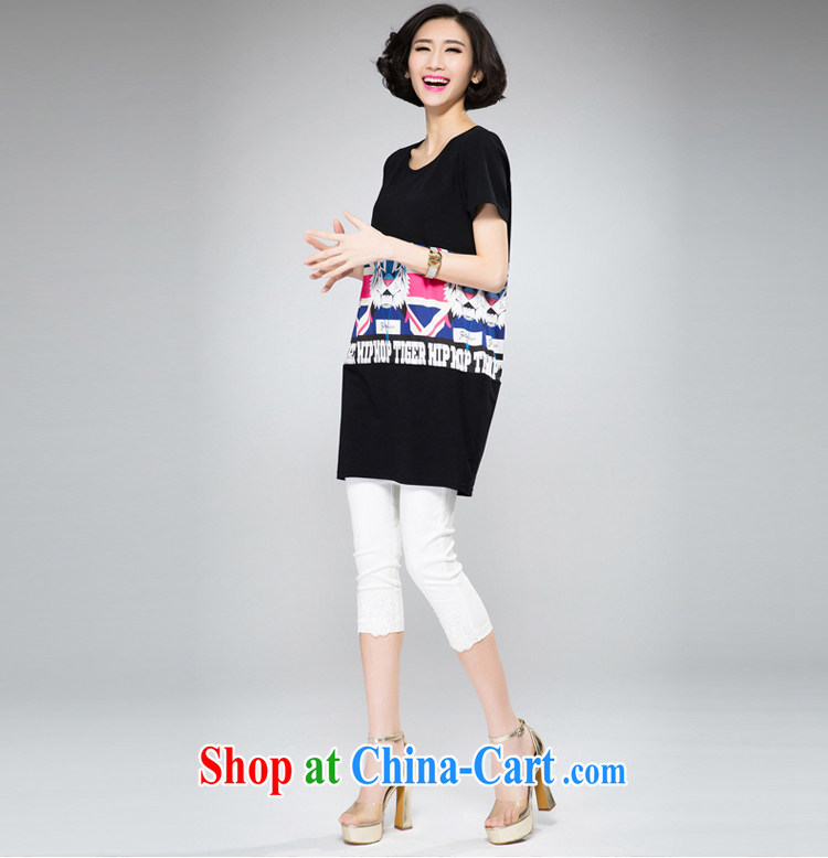 Cayman population, larger female thick mm summer 2015 new Korean version, long T-shirt T-shirt hit color stamp short-sleeved black 4XL pictures, price, brand platters! Elections are good character, the national distribution, so why buy now enjoy more preferential! Health