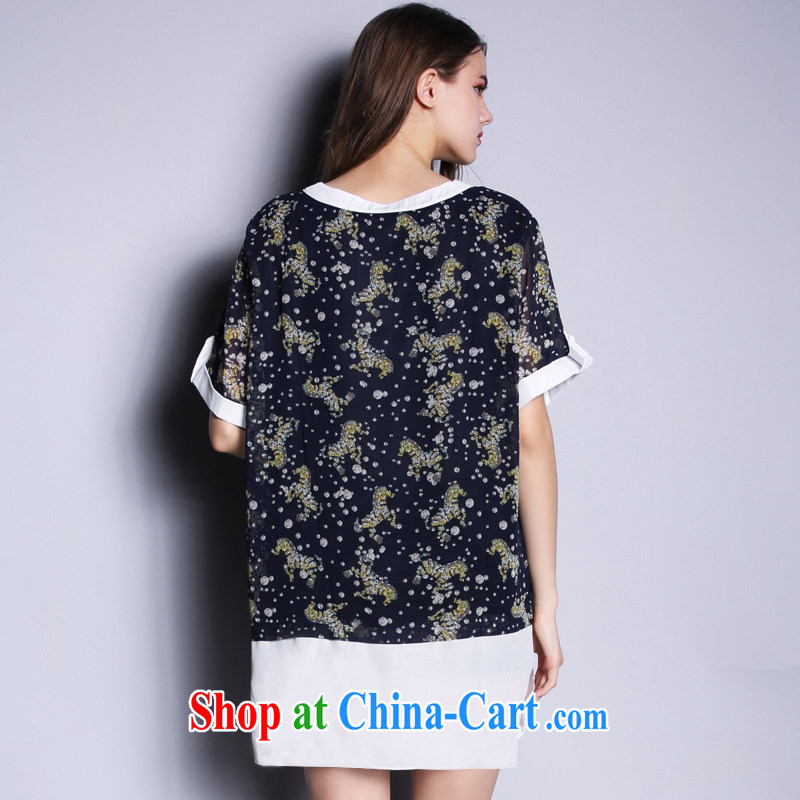 Mephidross has long honey, the European site, the female summer New Products 1 animal short-sleeved snow woven shirts female long T pension S 1643 dark blue XXXL Mephitic economy Honey (MENTIMISI), online shopping