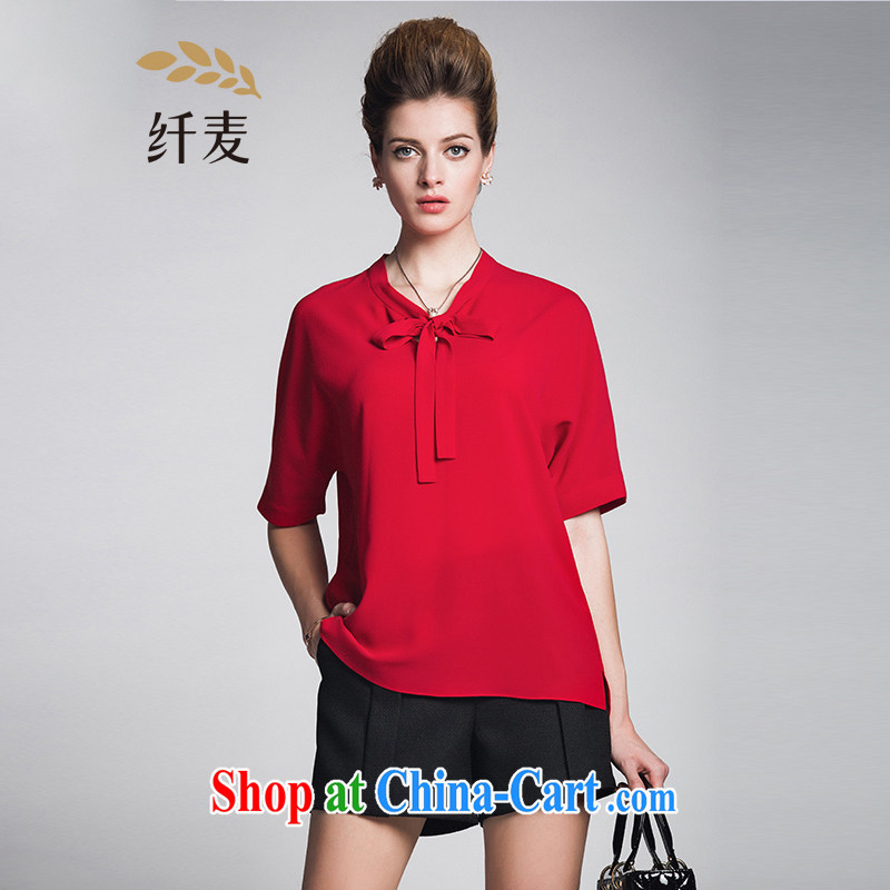 Slim, Mr Big, female 2015 spring new thick mm stylish ladies solid color 100 ground T pension 951013203 red 3XL