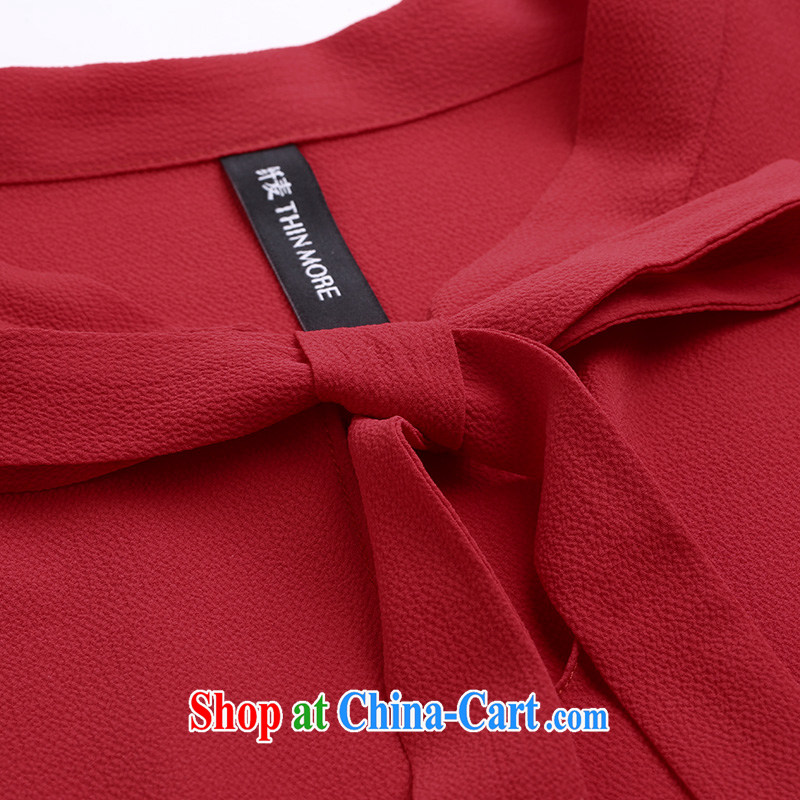 The Mak is the female 2015 spring new thick mm stylish ladies Solid Color 100 ground T pension 951013203 red 3XL, former Yugoslavia, Mak, and shopping on the Internet