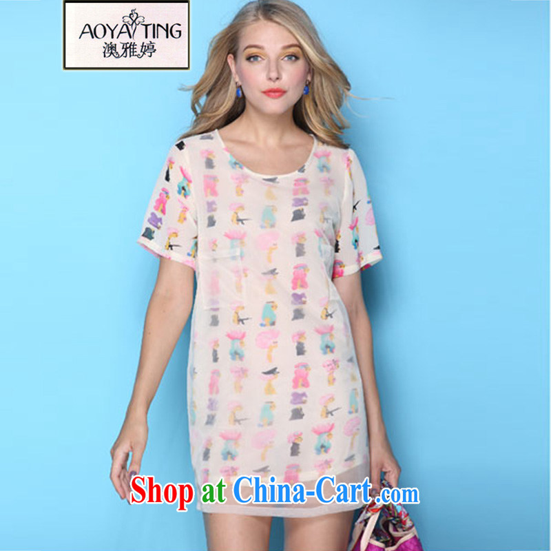 o Ya-ting 2015 New, and indeed increase, female fat mm summer European root yarn short-sleeved snow woven dresses children lovely picture color 3XL recommends that you 145 - 165 jack