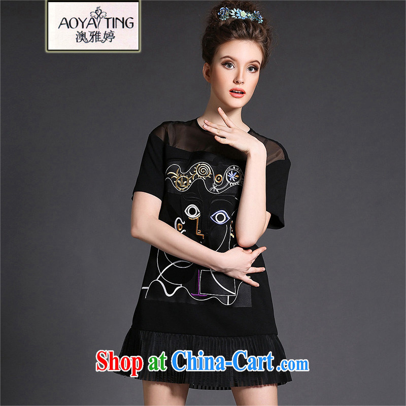 o Ya-ting 2015 spring and summer New, and indeed increase, female fat mm video thin short-sleeved solid dresses female small black black skirt 4 XL recommends that you 160 - 180 jack, O Ya-ting (aoyating), online shopping