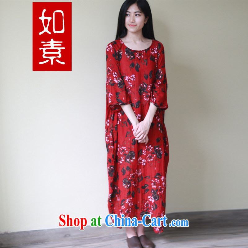 If double-decker of stamp duty cotton robe larger female spring dresses 3304 red cuffs are code