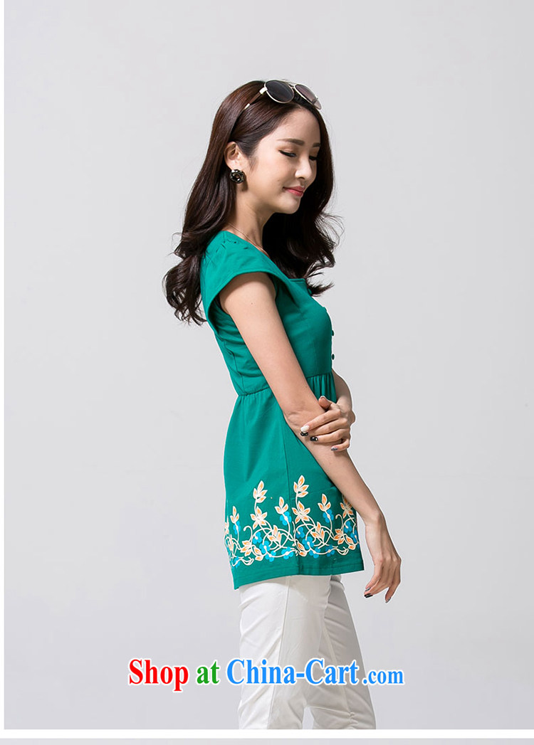 Solabe/the Addis Ababa mm thick new Korean summer Ethnic Wind buckle T-shirt party collar cotton XL cultivating short-sleeve T-shirt girl green XXXXL pictures, price, brand platters! Elections are good character, the national distribution, so why buy now enjoy more preferential! Health