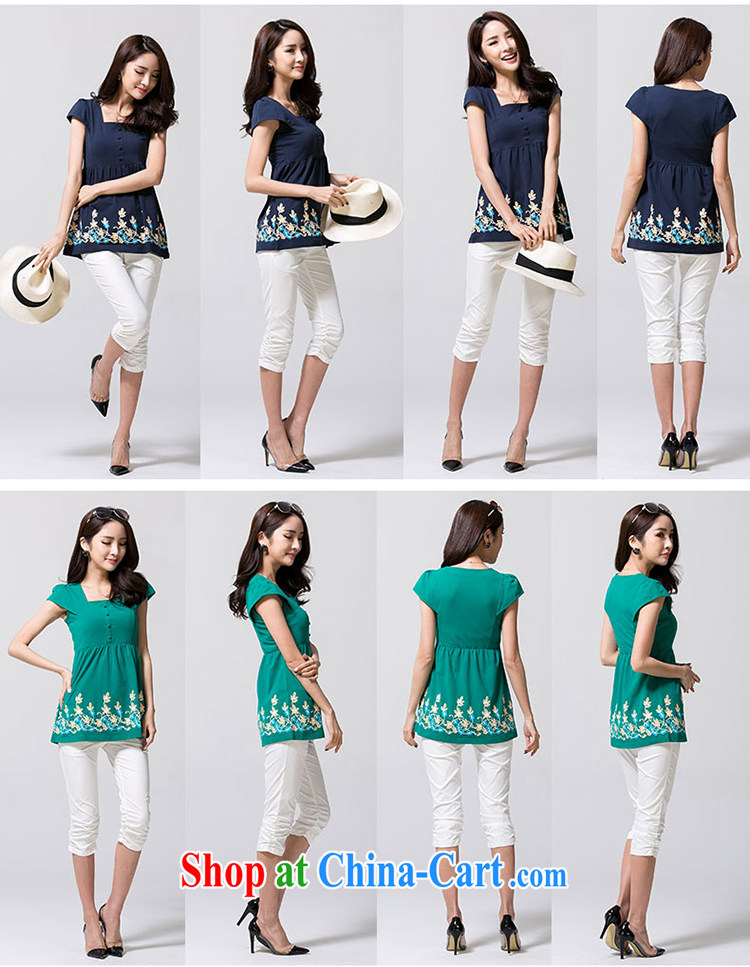 Solabe/the Addis Ababa mm thick new Korean summer Ethnic Wind buckle T-shirt party collar cotton XL cultivating short-sleeve T-shirt girl green XXXXL pictures, price, brand platters! Elections are good character, the national distribution, so why buy now enjoy more preferential! Health