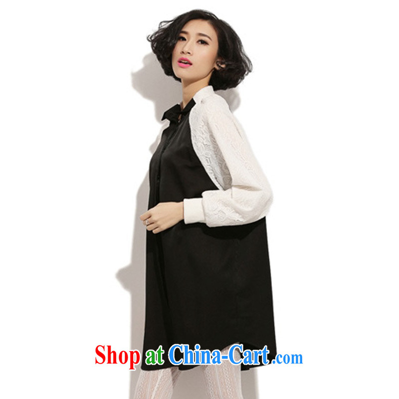 Director of the Advisory Committee 2015 spring new and indeed increase, female fat in mm long lace long sleeved shirt shirt-skirt black-and-white loose all code brassieres tile 114, made the Advisory Committee (mmys), and, on-line shopping