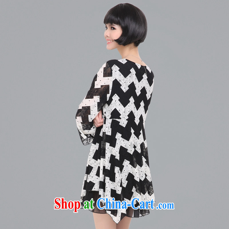 Staff of 200 jack and indeed XL female thick mm spring and summer with Korean version in loose cuff version snow woven dresses thick sister 2841 black large code XXL 140 Jack left and right, and Director (Smeilovly), shopping on the Internet