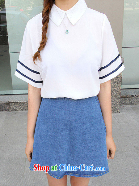 korea Connie Ting 2015 College wind blue and white striped short-sleeved Navy wind shirt white T-shirt and light blue skirt XL pictures, price, brand platters! Elections are good character, the national distribution, so why buy now enjoy more preferential! Health