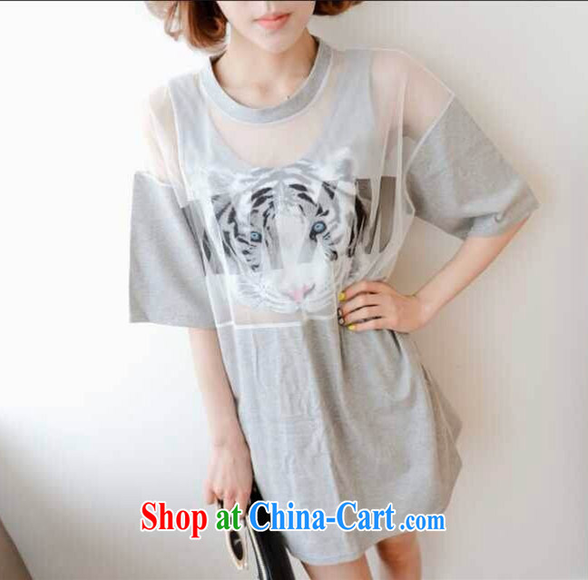 Han Ting her 2015 letter fluoroscopy Web yarn stitching hood T-shirt tiger head short, small vest T pension two-piece light gray are code pictures, price, brand platters! Elections are good character, the national distribution, so why buy now enjoy more preferential! Health