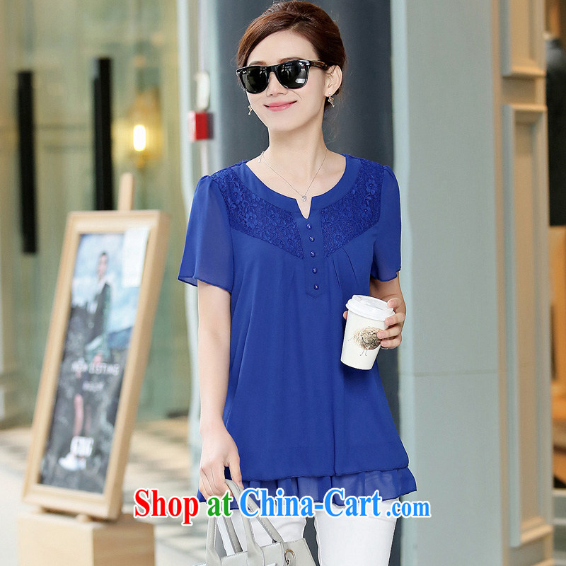 Pi-optimize her new summer with her mother shirt short-sleeved larger lace snow woven shirts Womens Shirts BW 09,523 royal blue 3 XL recommendations 150 - 160 jack, optimization, Connie, and shopping on the Internet