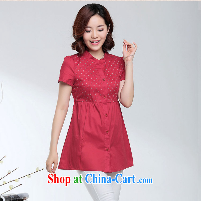 The Ju-Yee Nga 2015 summer stamp duty short-sleeved cultivating the code female short-sleeved shirt YY 15,088 Tibetan blue XXXL, Ju-yee Nga, shopping on the Internet