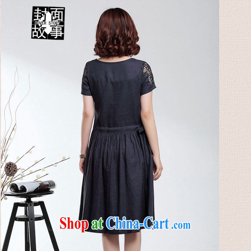 Cover Story 2015 spring and summer new short-sleeved linen material with her mother was older, long dress code the dress dress with Tibetan youth XXL, the cover story (cover story), online shopping