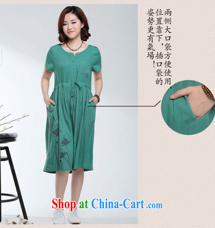 Cover Story 2015 larger female retro cotton the dresses girls summer short-sleeved liberal arts V for cultivating linen long skirt pink XXXL pictures, price, brand platters! Elections are good character, the national distribution, so why buy now enjoy more preferential! Health