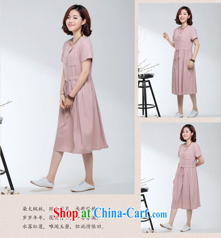 Cover Story 2015 larger female retro cotton the dresses girls summer short-sleeved liberal arts V for cultivating linen long skirt pink XXXL pictures, price, brand platters! Elections are good character, the national distribution, so why buy now enjoy more preferential! Health