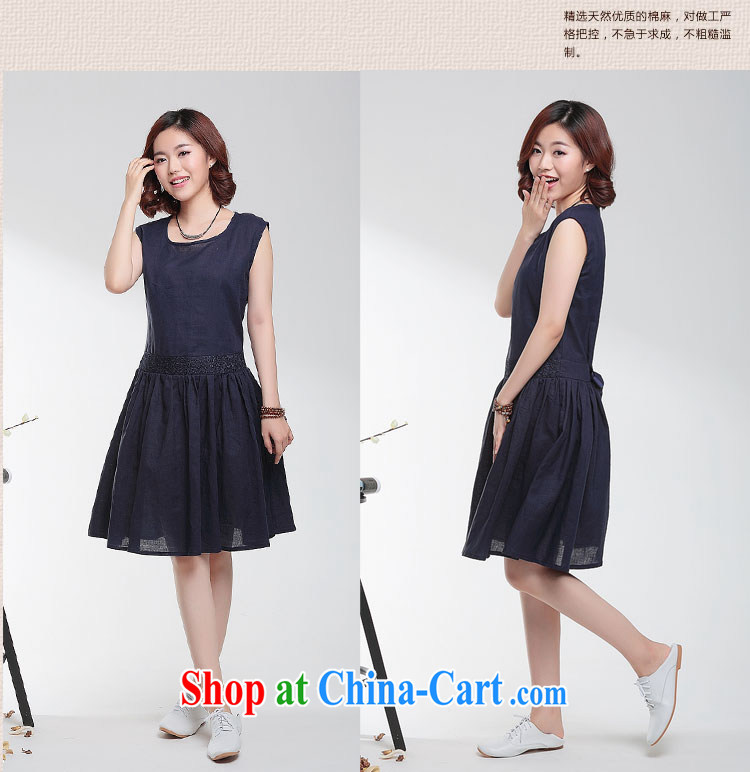 Cover Story Special Offers 2015 summer Korean embroidered sleeveless vest skirt the code female MA the dresses 30 - 40 year-old thick MM female Navy XXXL pictures, price, brand platters! Elections are good character, the national distribution, so why buy now enjoy more preferential! Health