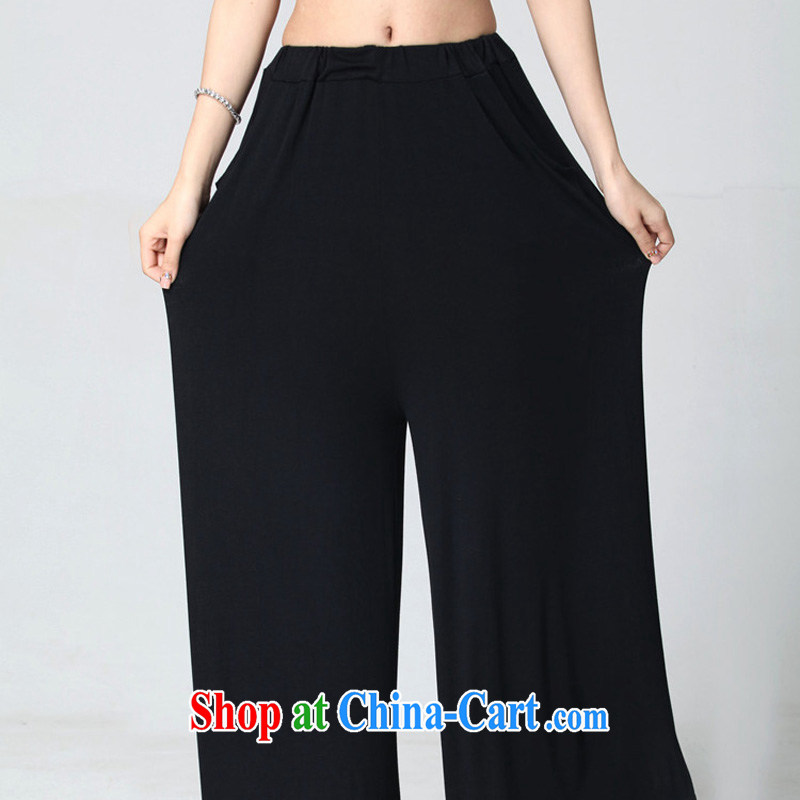 Iraq, the 2015 summer new, larger female thick mm thick sister graphics thin wide leg trousers trousers 866 black XXXXXL, LAN, and Internet shopping
