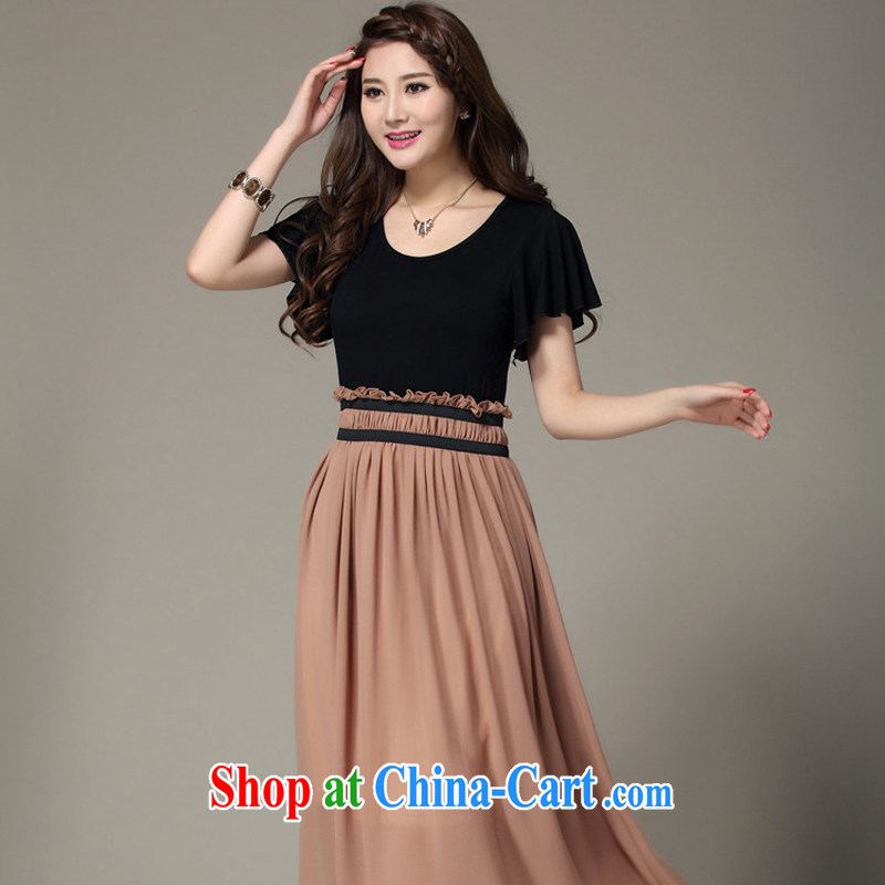 Iraq, the 2015 summer new, larger female thick mm thick sister Europe stitching snow woven bohemian skirts 836 tea-colored XL, Iraq, and, on-line shopping