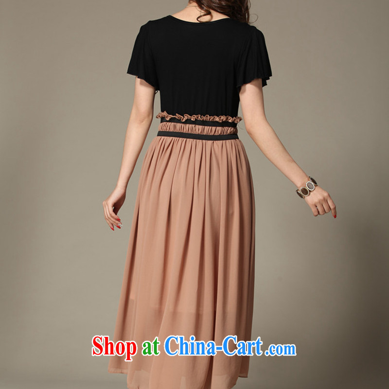 Iraq, the 2015 summer new, larger female thick mm thick sister Europe stitching snow woven bohemian skirts 836 tea-colored XL, Iraq, and, on-line shopping