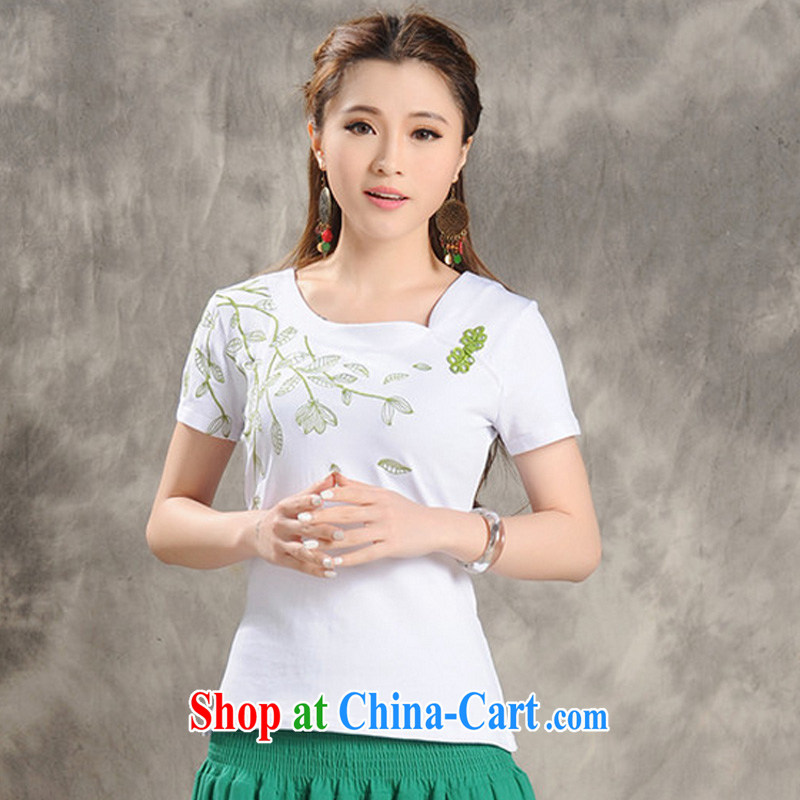 Summer new Ethnic Wind embroidered TRAY FOR SMALL V collar short-sleeved large, female T pension sung lim bird 2015 the package mail white XXXL, Sung Lim, birds, and shopping on the Internet