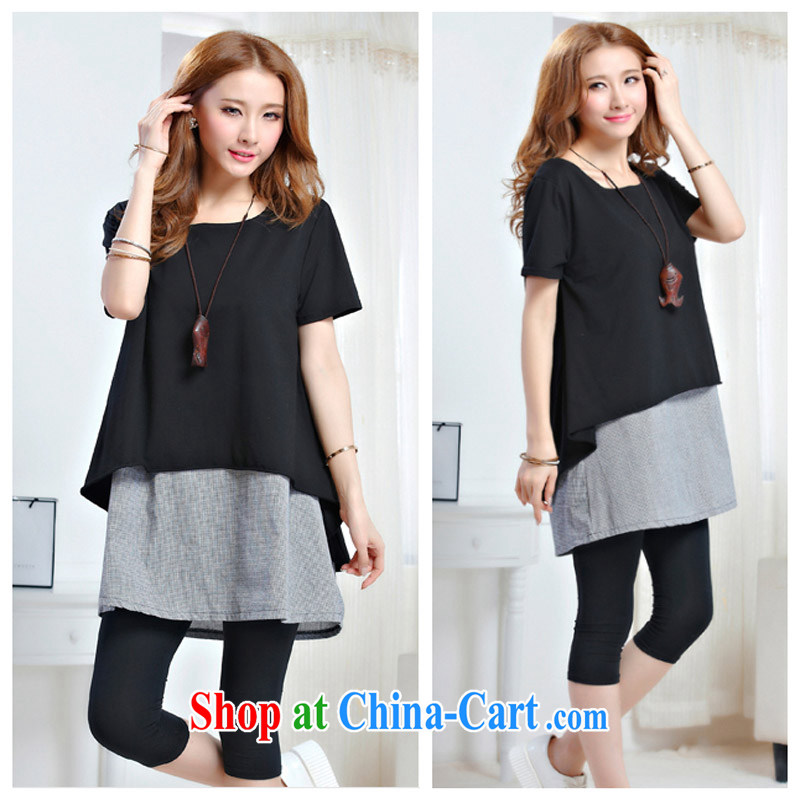 Pregnant women Summer Package new thin short-sleeved loose pregnant women T-shirt + and abdominal 7 pants pregnant women and Leisure package black T-shirt + pants M, Korean clothing and the United States (hanyimeihuizi), online shopping